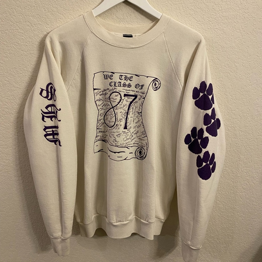 Vintage Class Of 1987 Sweater- White Screen Stars Brand- XL